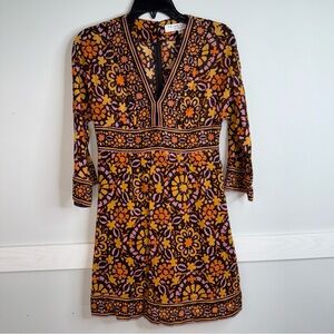 Trina Turk Orange and Black Floral Long Sleeve Dress. 2006 Ad Cover